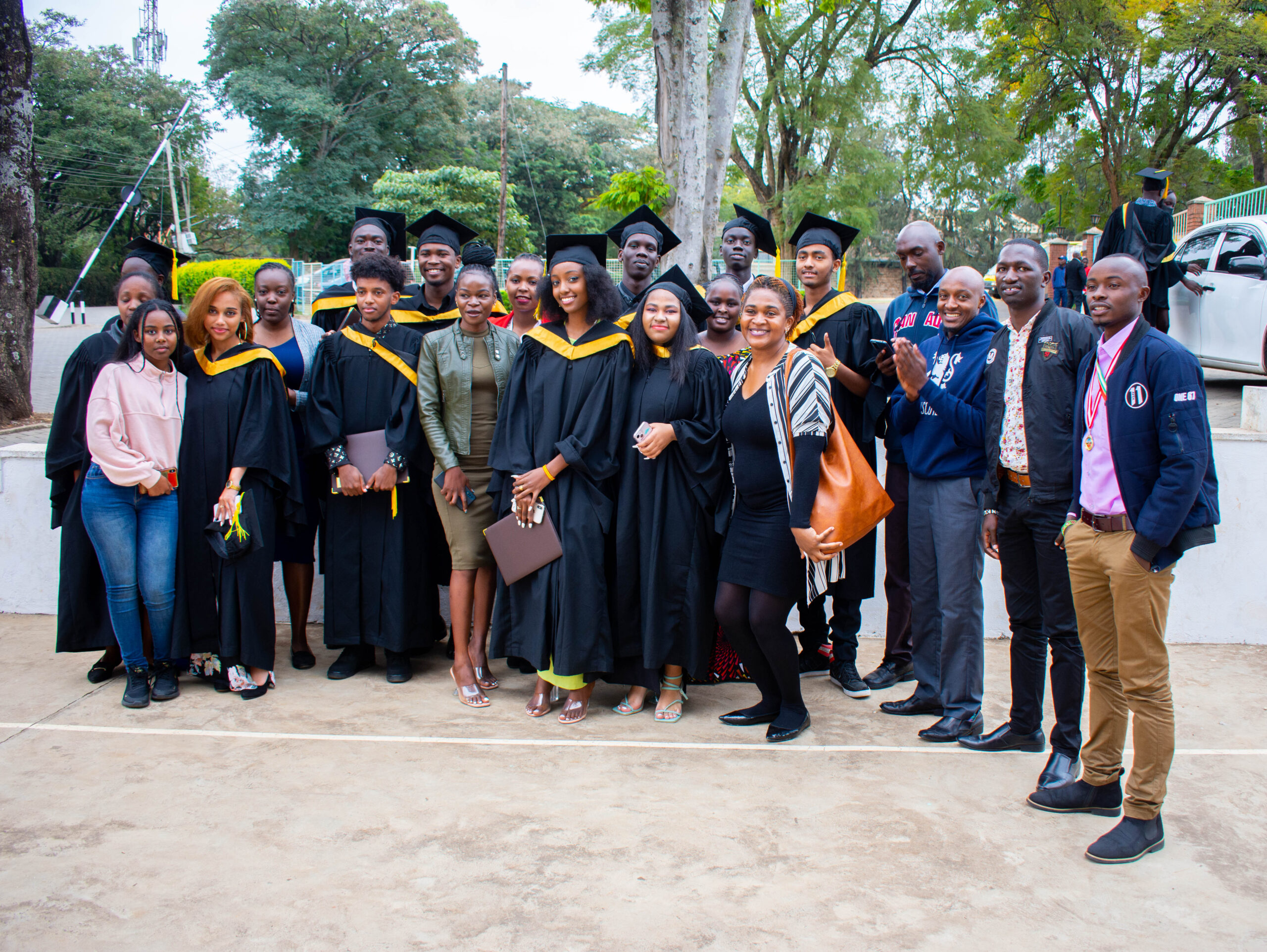 Teachers and students on the graduation event